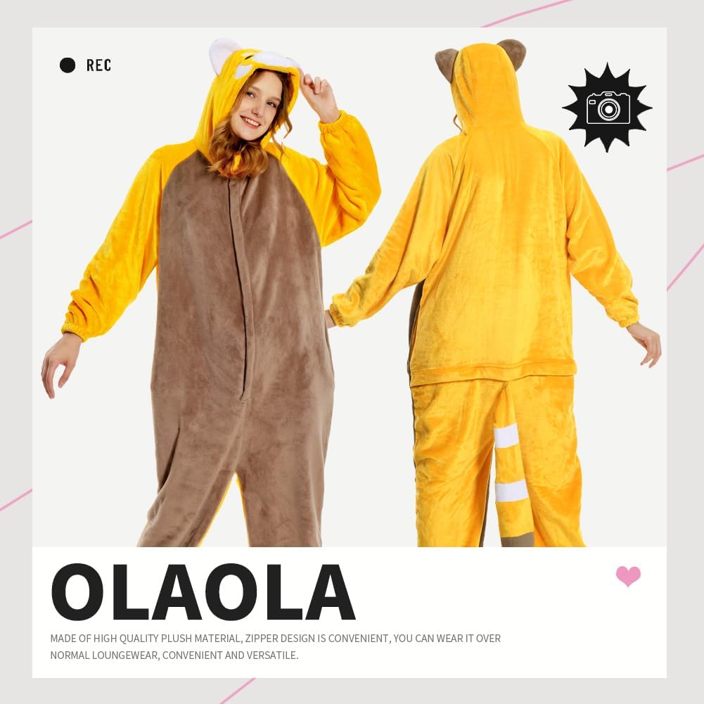 OLAOLA Unisex Adult Plush Red Panda Animals Onesie Pajamas Warm Home One-Piece Sleepwear