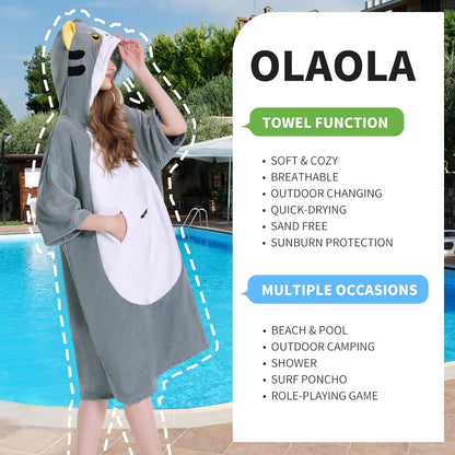 OLAOLA Unisex Adult Gray Cat Animal Beach Towels Blanket Plush Soft Absorbent Microfibre Outdoor Swim Cover Up Robe