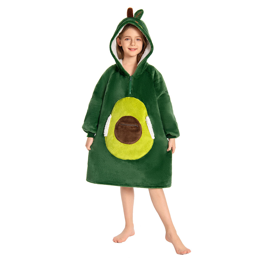 Kids OLAOLA Avocado Wearable Blanket Hoodie Food Onesie Oversized Soft Homewear With Giant Pocket