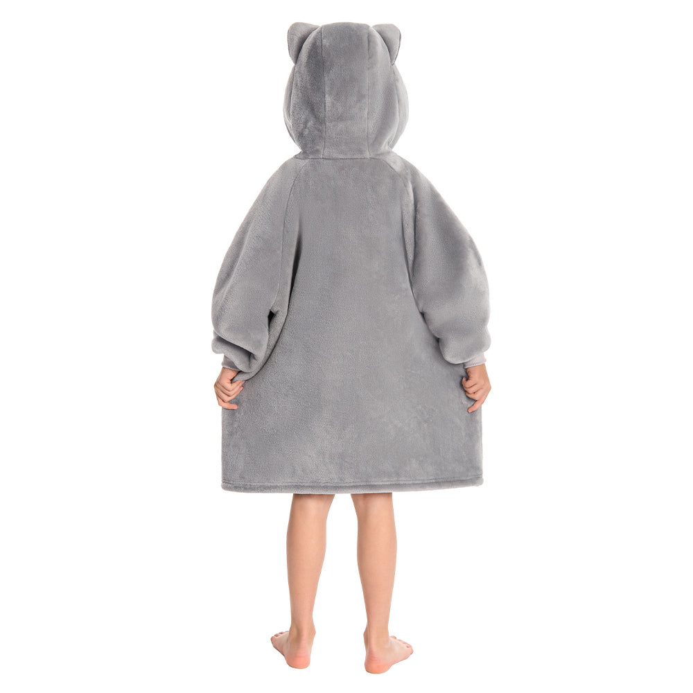 Kids OLAOLA Blue Cat Wearable Blanket Hoodie Animals Onesie Oversized Soft Homewear With Giant Pocket