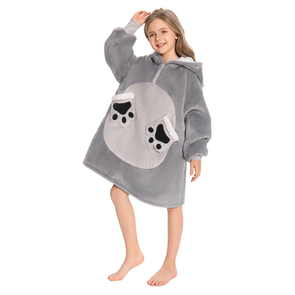 Kids OLAOLA Blue Cat Wearable Blanket Hoodie Animals Onesie Oversized Soft Homewear With Giant Pocket