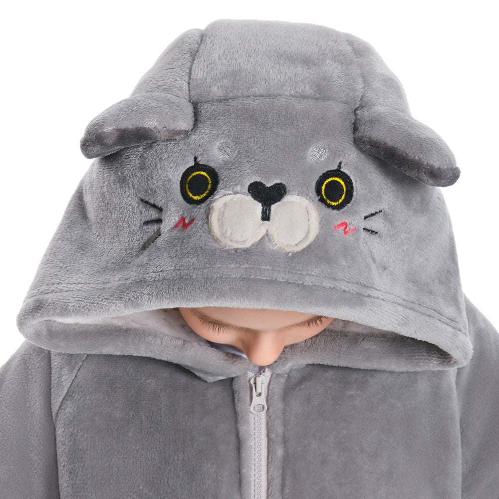Kids OLAOLA Blue Cat Wearable Blanket Hoodie Animals Onesie Oversized Soft Homewear With Giant Pocket