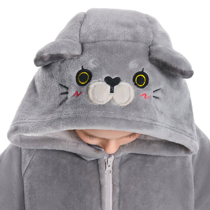 Kids OLAOLA Blue Cat Wearable Blanket Hoodie Animals Onesie Oversized Soft Homewear With Giant Pocket
