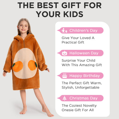 Kids OLAOLA Capybara Wearable Blanket Hoodie Oversized Animal Hooded Blanket Soft Warm Cozy Sherpa Fleece Sweatshirt