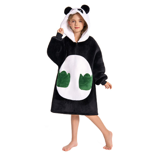Kids OLAOLA Panda Wearable Blanket Hoodie Oversized Animal Hooded Blanket Soft Warm Cozy Sherpa Fleece Sweatshirt