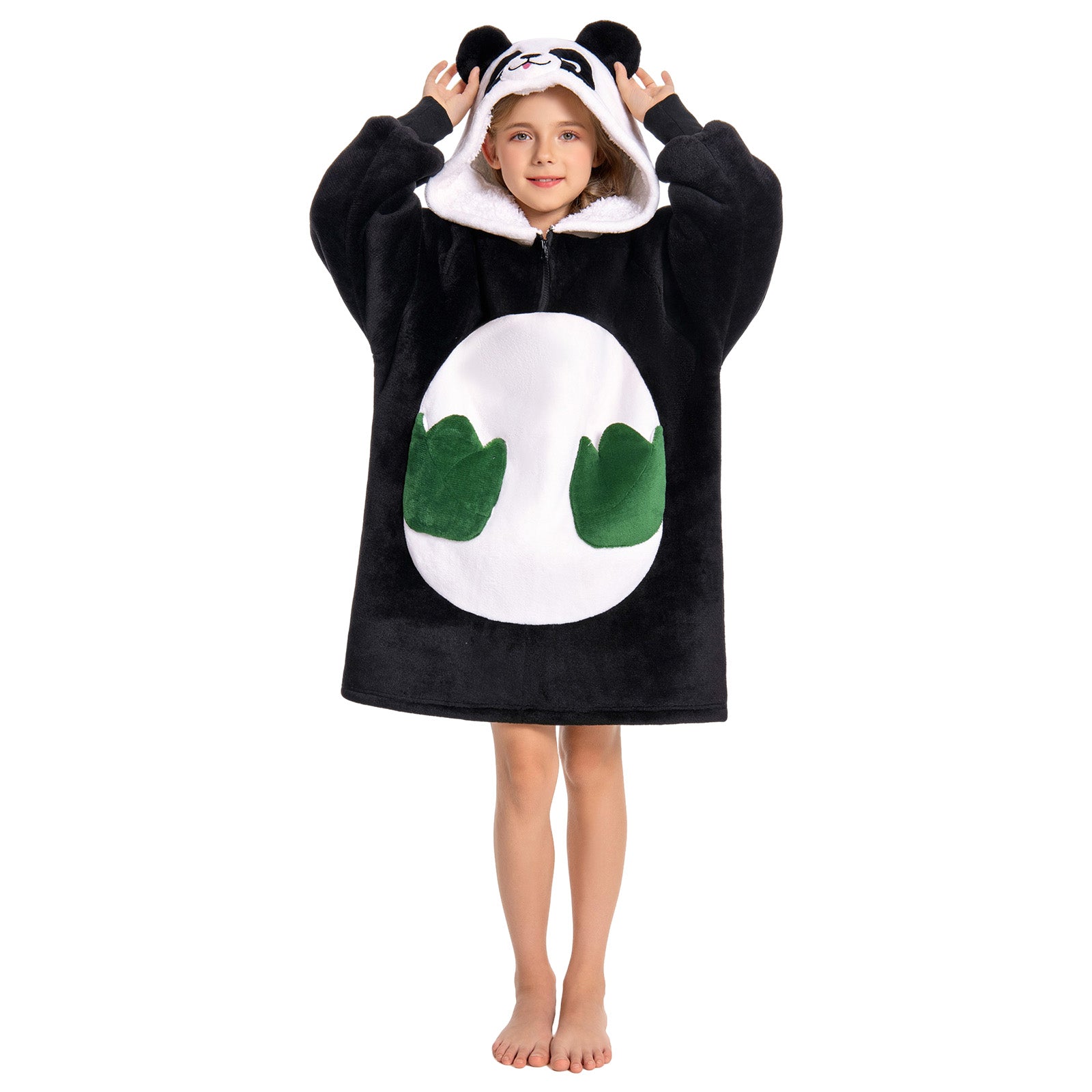 Kids OLAOLA Panda Wearable Blanket Hoodie Oversized Animal Hooded Soft Warm Cozy Sherpa Fleece Sweatshirt