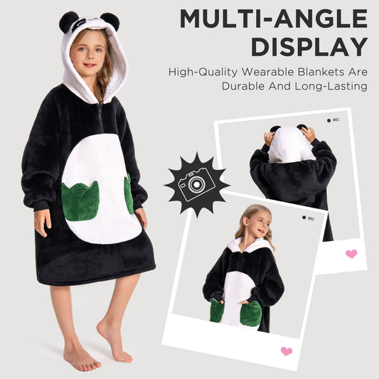 Kids OLAOLA Panda Wearable Blanket Hoodie Oversized Animal Hooded Soft Warm Cozy Sherpa Fleece Sweatshirt