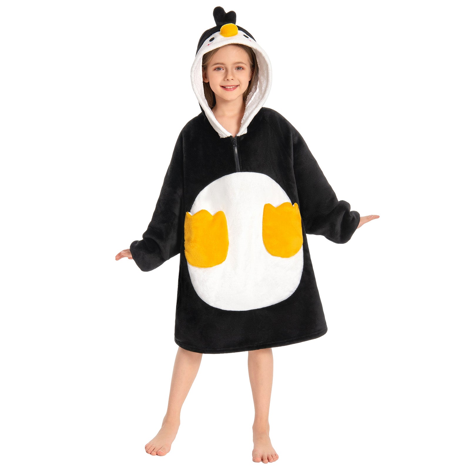 Kids OLAOLA Penguin Wearable Blanket Hoodie Animals Onesie Oversized Soft Homewear With Giant Pocket