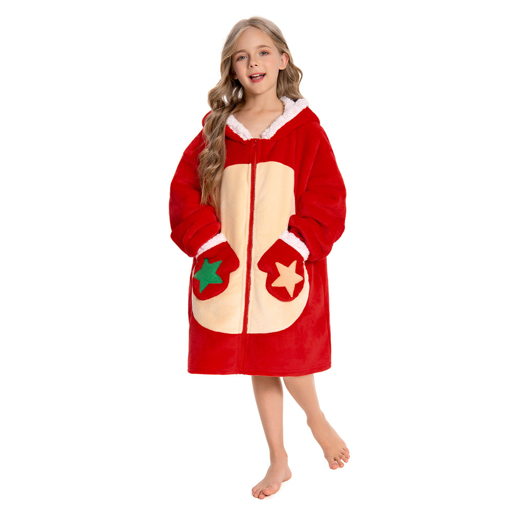 Kids OLAOLA Red Reindeer Zipper Wearable Blanket Hoodie Animals Onesie Oversized Soft Christmas Homewear