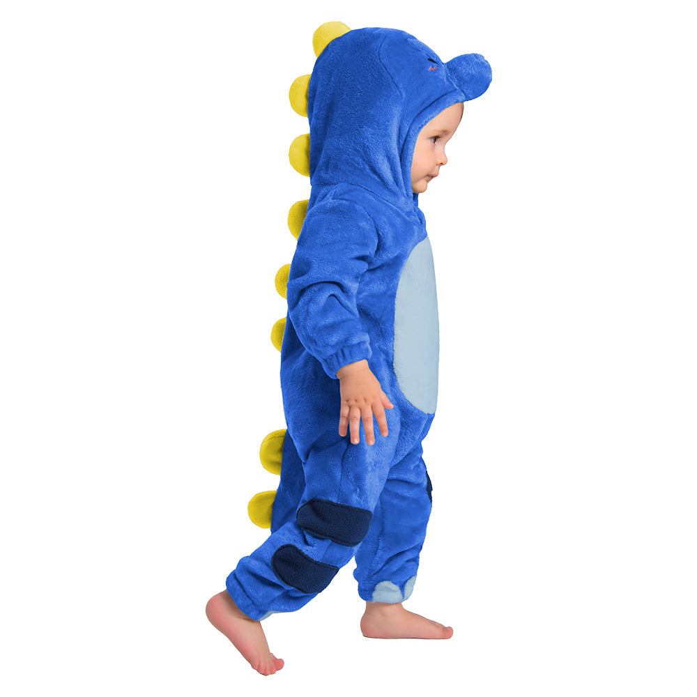 OLAOLA Baby Blue Dinosaur Pajamas Animal Onesie Toddler Romper Plush Dress Up Infant Outfits Flannel Costume Halloween Christmas Suit