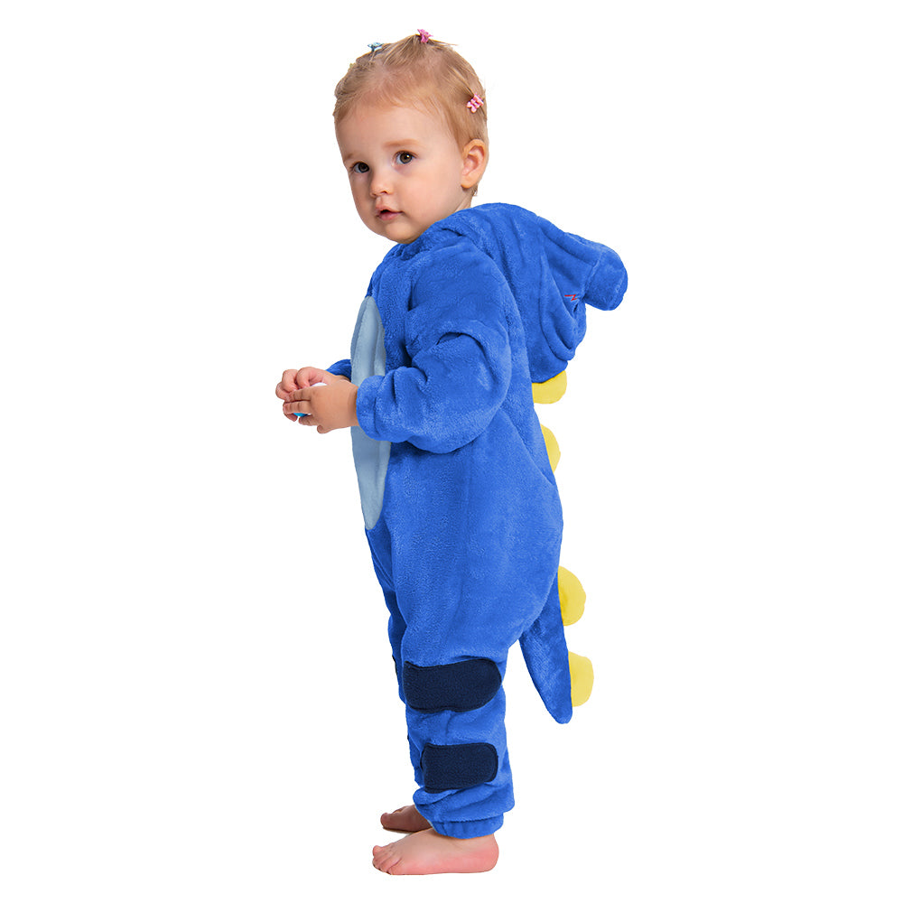 OLAOLA Baby Blue Dinosaur Pajamas Animal Onesie Toddler Romper Plush Dress Up Infant Outfits Flannel Costume Halloween Christmas Suit