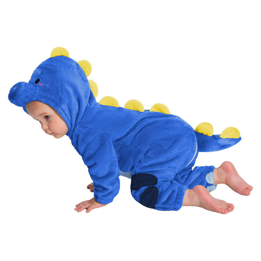 OLAOLA Baby Blue Dinosaur Pajamas Animal Onesie Toddler Romper Plush Dress Up Infant Outfits Flannel Costume Halloween Christmas Suit