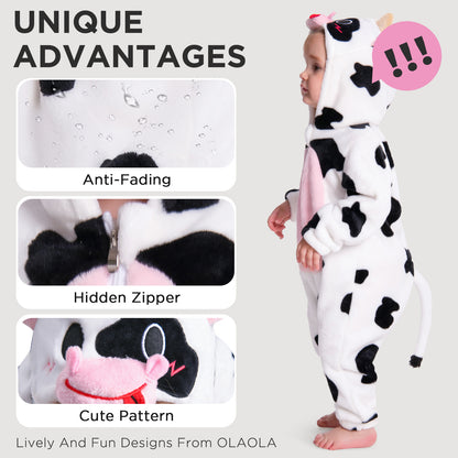 OLAOLA Baby Cow Pajamas Cattle Animal Onesie Toddler Romper Plush Dress Up Infant Outfits Sleepwear Party