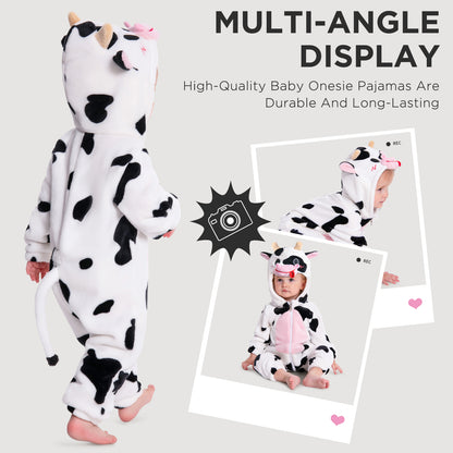 OLAOLA Baby Cow Pajamas Cattle Animal Onesie Toddler Romper Plush Dress Up Infant Outfits Sleepwear Party