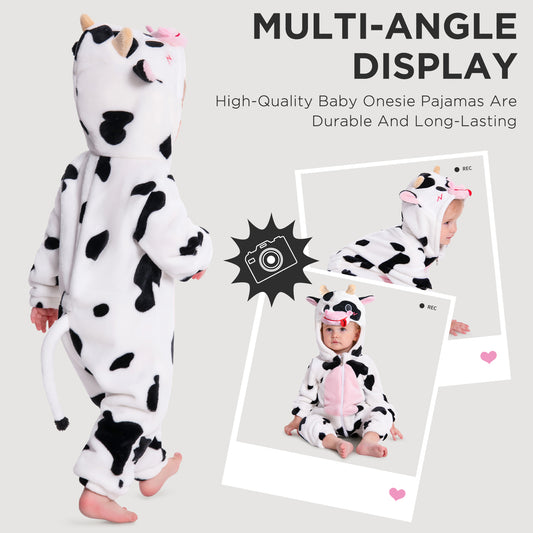 OLAOLA Baby Cow Pajamas Cattle Animal Onesie Toddler Romper Plush Dress Up Infant Outfits Sleepwear Party