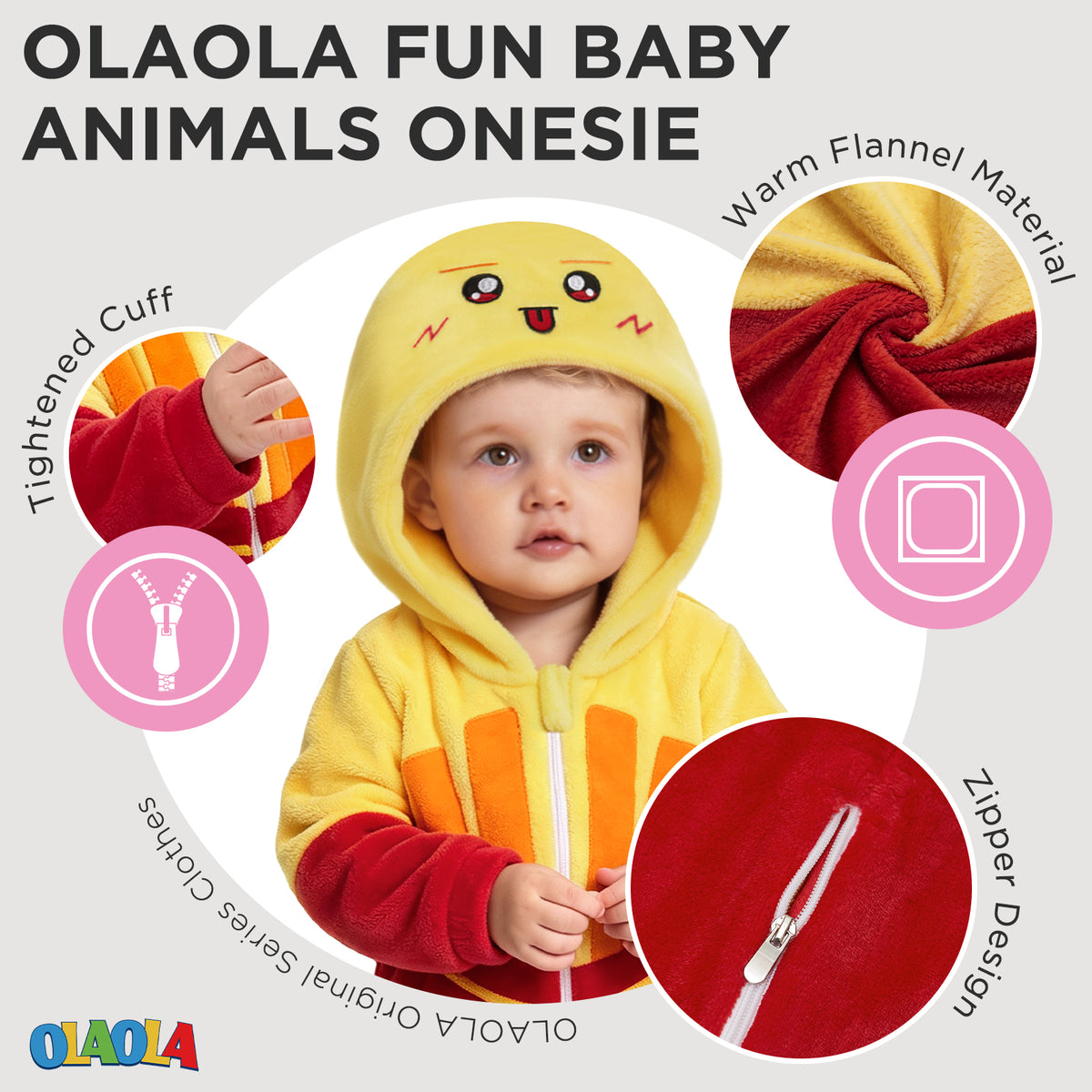 OLAOLA Baby French Fries Jumpsuit Unisex Toddler Costume Soft Cozy Flannel Onesie Halloween Cosplay Romper