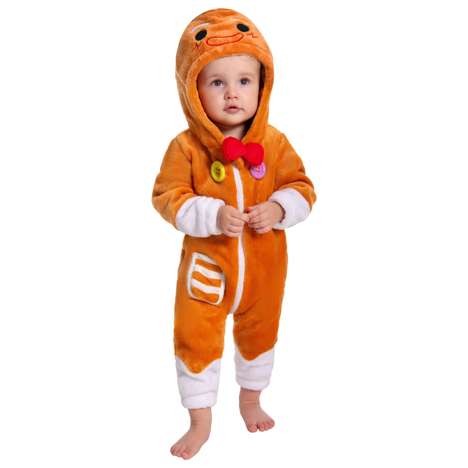 OLAOLA Baby Gingerbread Man Pajamas Animal Onesie Toddler Romper Plush Dress Up Infant Outfits Christmas Cosplay Costume