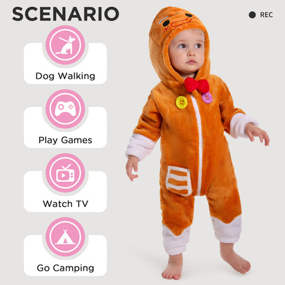 OLAOLA Baby Gingerbread Man Pajamas Animal Onesie Toddler Romper Plush Dress Up Infant Outfits Christmas Cosplay Costume
