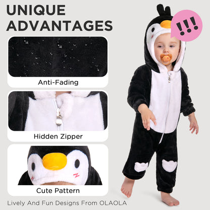 OLAOLA Baby Penguin Pajamas Animal Onesie Toddler Romper Plush Dress Up Infant Outfits Birthday Party Sleepwear