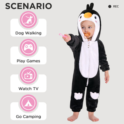 OLAOLA Baby Penguin Pajamas Animal Onesie Toddler Romper Plush Dress Up Infant Outfits Birthday Party Sleepwear