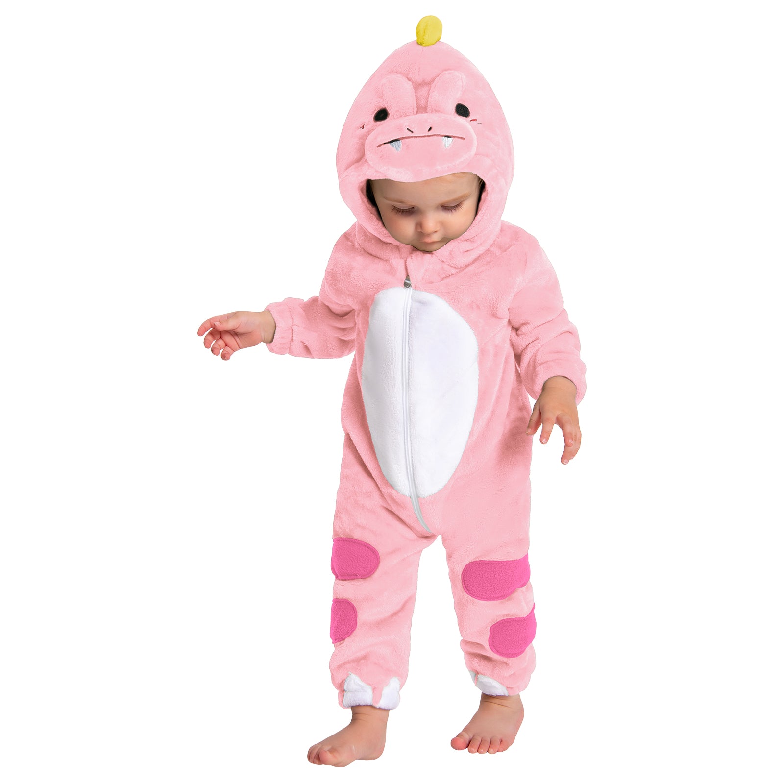 OLAOLA Baby Pink Dinosaur Pajamas Animal Onesie Toddler Romper Plush Dress Up Infant Outfits Halloween Suit