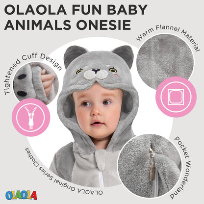 OLAOLA Baby's Cat Animal Onesie Plush Soft Flannel Warm Home Pet Pajamas One-Piece Sleepwear