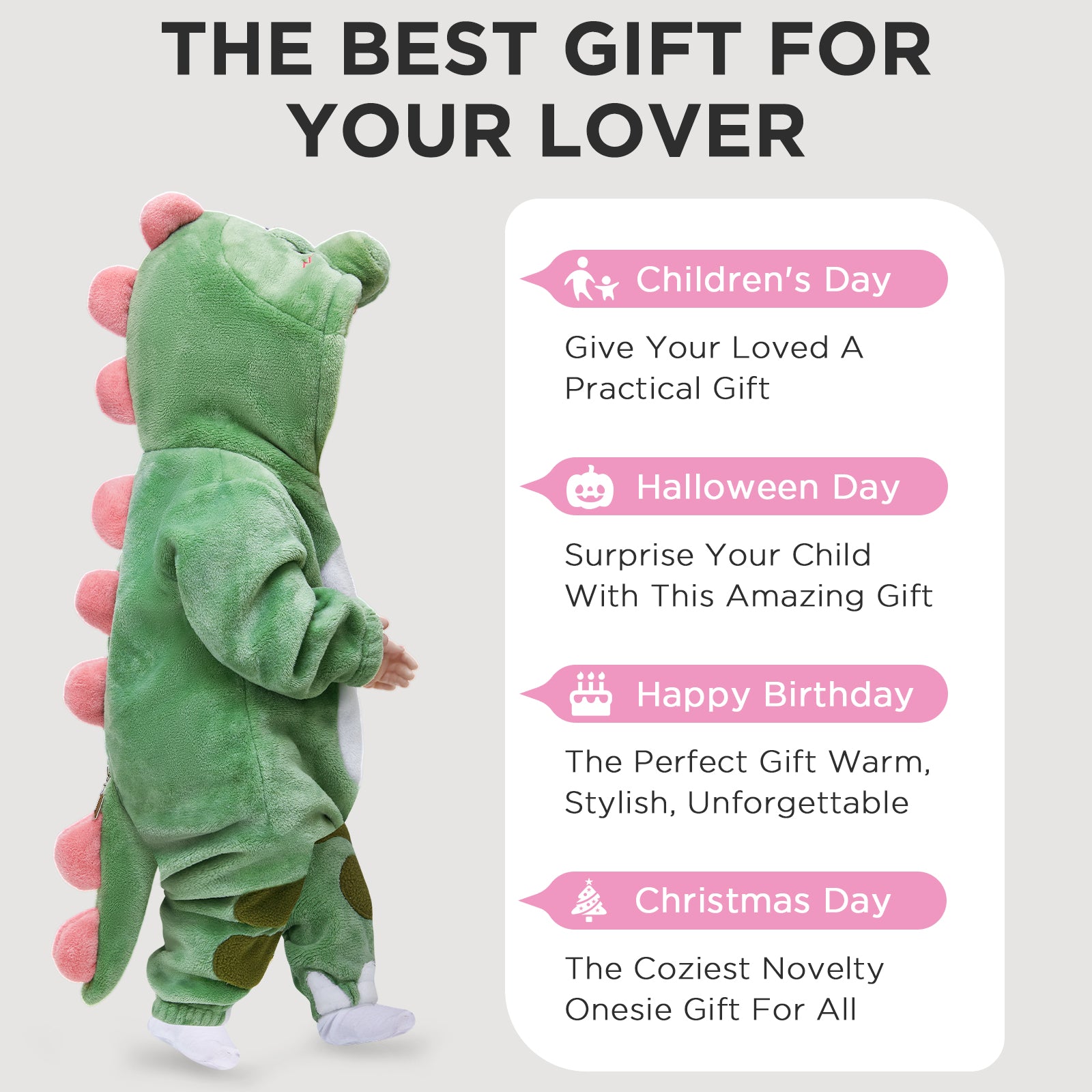 OLAOLA Baby's Dinosaur Animal Onesie Plush Soft Flannel Warm Home Pajamas One-Piece Sleepwear