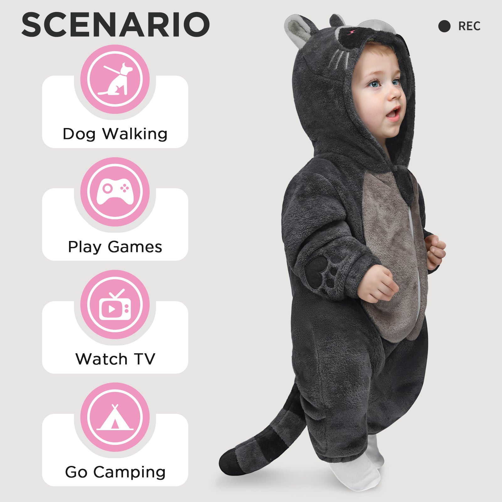 OLAOLA Baby's Raccoon Animal Onesie Plush Soft Flannel Toddler Romper Warm Home Pajamas One-Piece Sleepwear