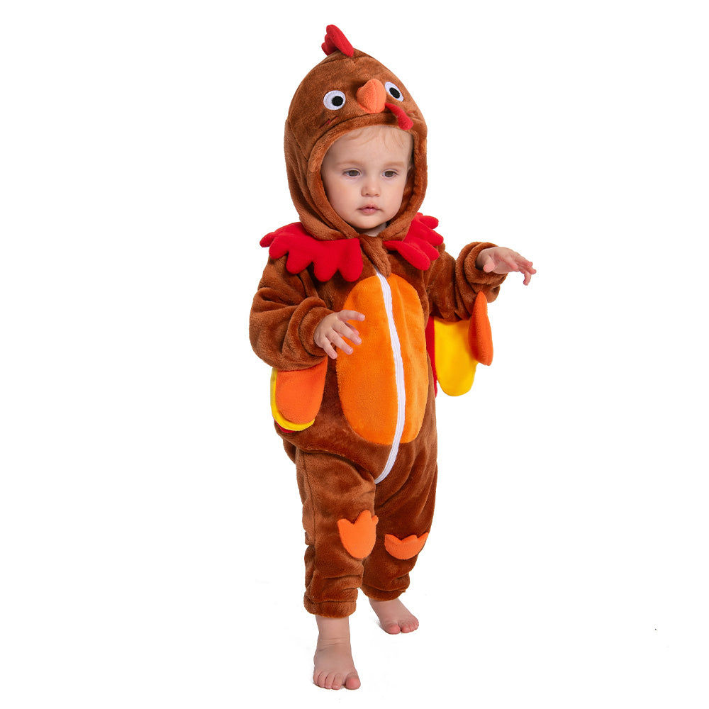 OLAOLA Baby's Turkey Animal Onesie Plush Soft Flannel Toddler Romper Warm Home Pajamas One-Piece Sleepwear