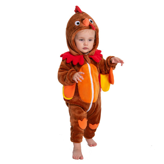 OLAOLA Baby's Turkey Animal Onesie Plush Soft Flannel Toddler Romper Warm Home Pajamas One-Piece Sleepwear