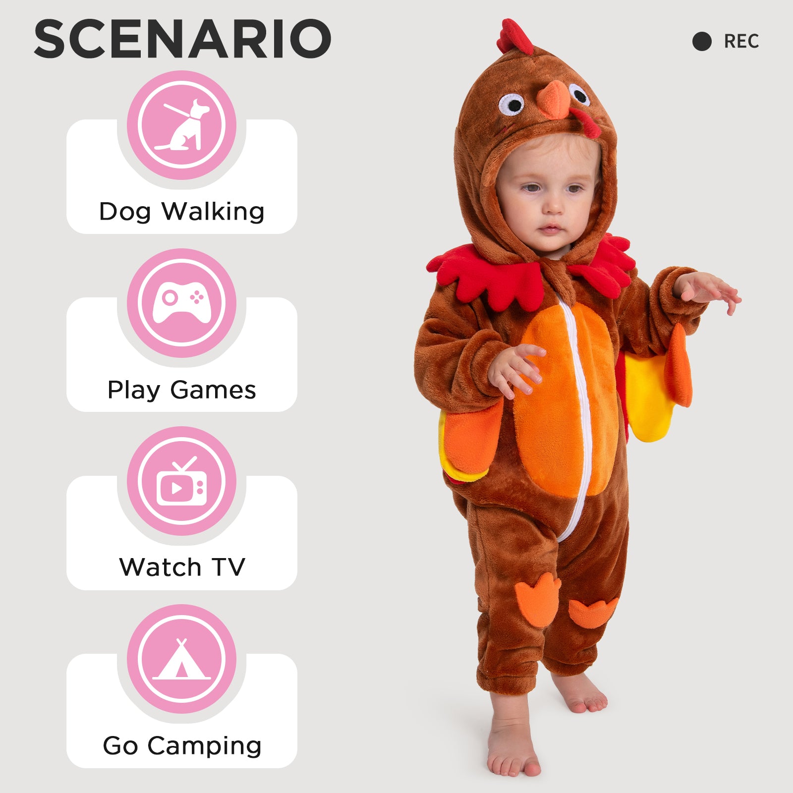 OLAOLA Baby's Turkey Animal Onesie Plush Soft Flannel Toddler Romper Warm Home Pajamas One-Piece Sleepwear