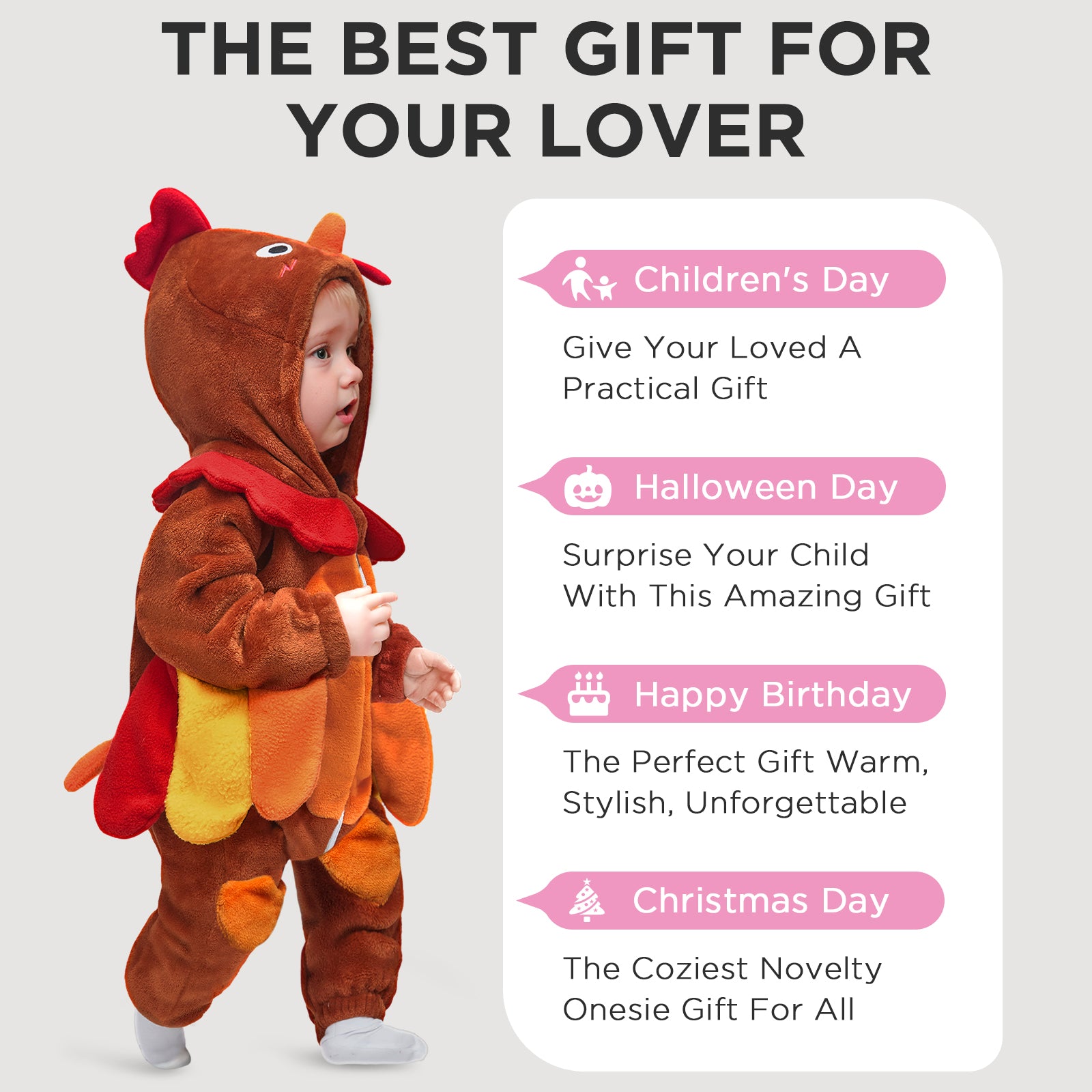 OLAOLA Baby's Turkey Animal Onesie Plush Soft Flannel Toddler Romper Warm Home Pajamas One-Piece Sleepwear