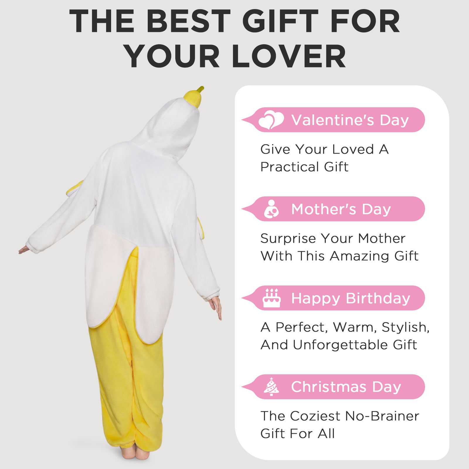OLAOLA Banana Chicken Animal Onesie Cozy Flannel Pajamas Plush One Piece Cosplay Sleepwear Halloween Christmas Costume