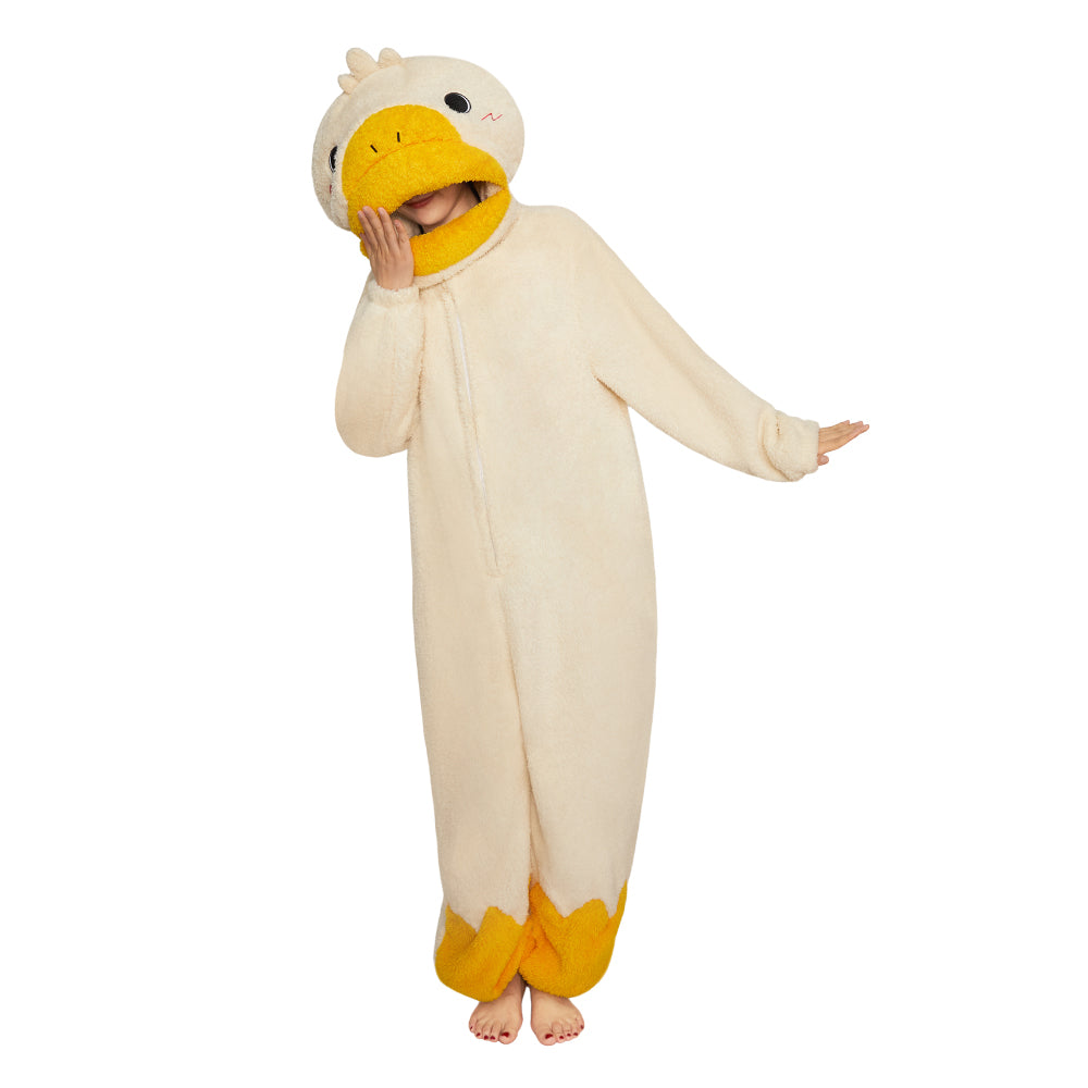 OLAOLA Big-Headed Goose Animals Onesie Oversized Wearable Hoodie Warm Skin Pajamas Jumpsuit Halloween Christmas Costume For Adult