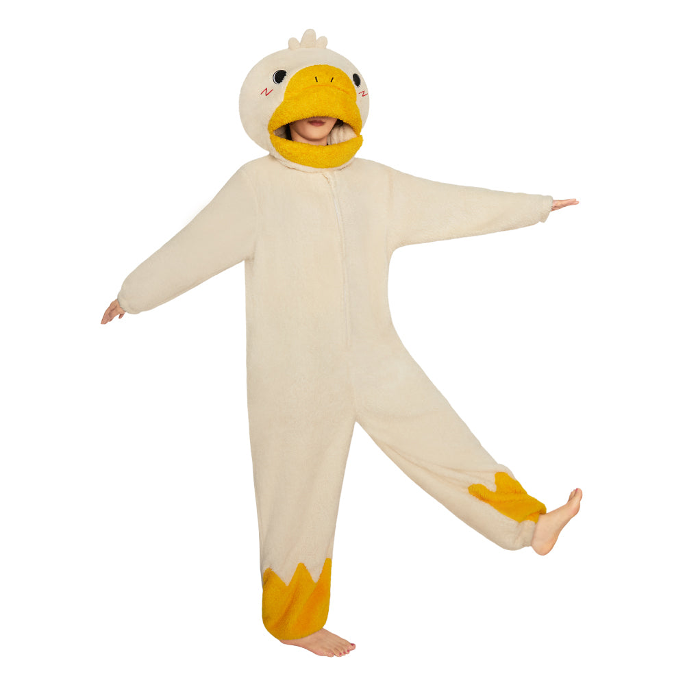 OLAOLA Big-Headed Goose Animals Onesie Oversized Wearable Hoodie Warm Skin Pajamas Jumpsuit Halloween Christmas Costume For Adult