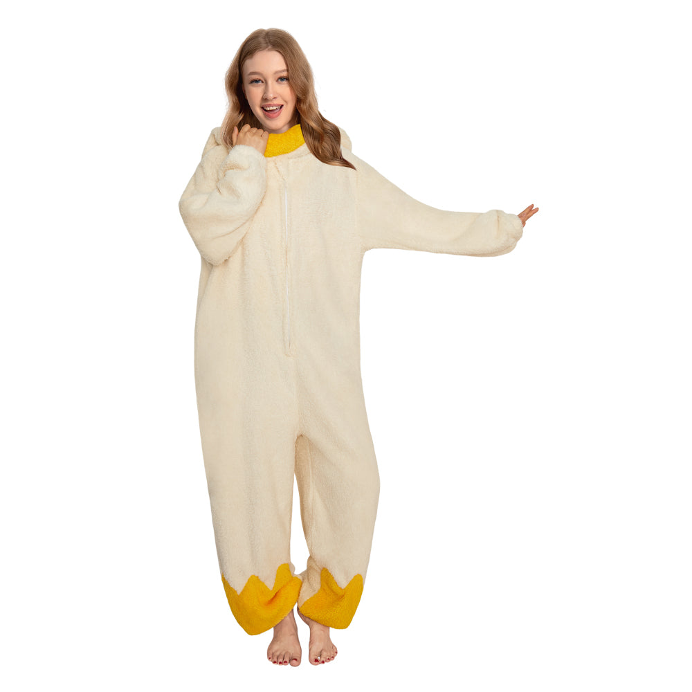 OLAOLA Big-Headed Goose Animals Onesie Oversized Wearable Hoodie Warm Skin Pajamas Jumpsuit Halloween Christmas Costume For Adult