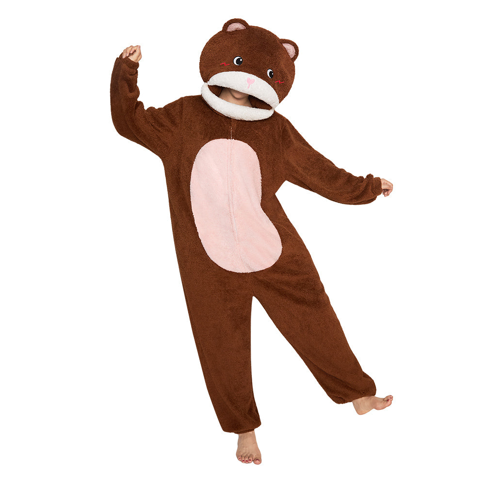 OLAOLA Big Head Bear Animals Onesie Loungewear Unisex Adult One Piece Pajamas Halloween Costume