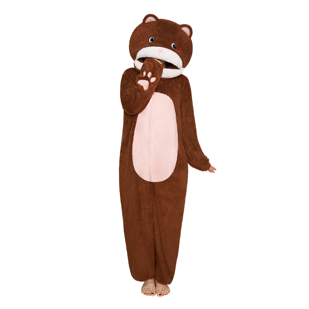 OLAOLA Big Head Bear Animals Onesie Loungewear Unisex Adult One Piece Pajamas Halloween Costume