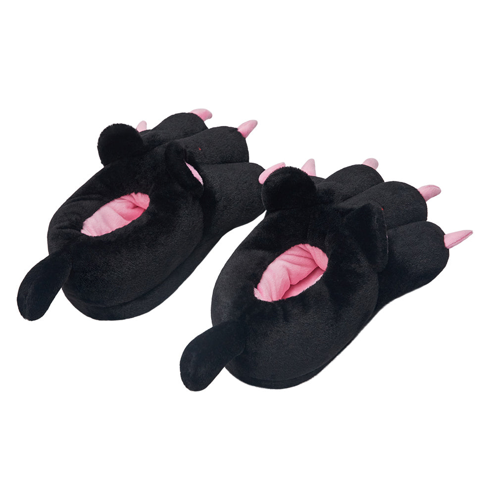 OLAOLA Black Cat Paw Slippers Warm Plush Animal Indoor Non-slip Home Fluffy Thick Bottom Shoes Gifts For Birthday Christmas