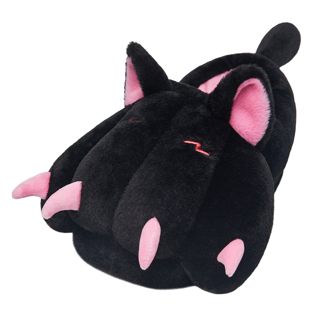 OLAOLA Black Cat Paw Slippers Warm Plush Animal Indoor Non-slip Home Fluffy Thick Bottom Shoes Gifts For Birthday Christmas