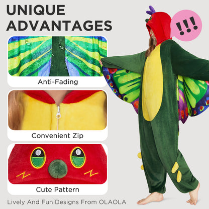 OLAOLA Butterfly Pajamas Animals Onesie Plush Warm Home One Piece For Adult Unisex Halloween Costume