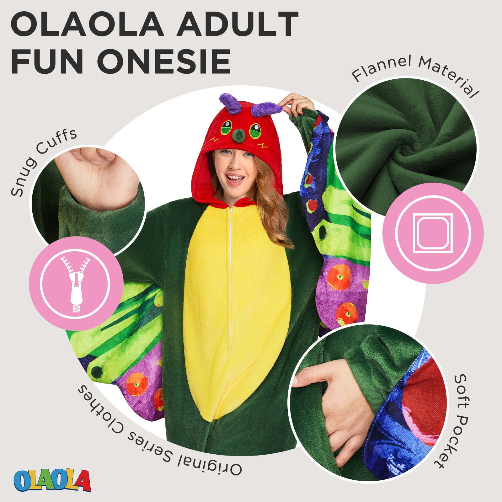 OLAOLA Butterfly Pajamas Animals Onesie Plush Warm Home One Piece For Adult Unisex Halloween Costume