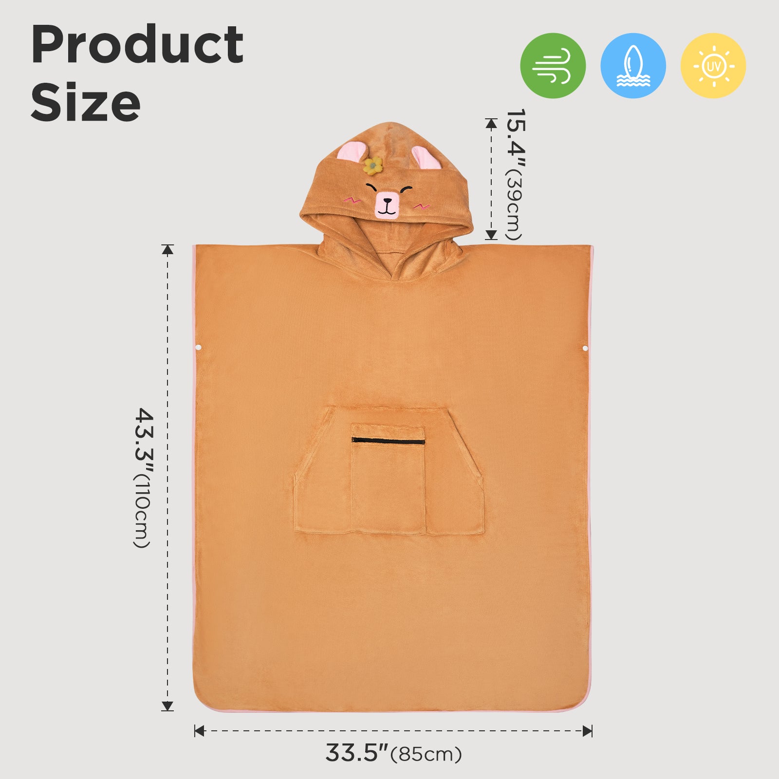 OLAOLA Capybara Beach Towels Surf Poncho Changing Towel Swim Robe With Pocket Plus Size Quick Dry Terry Cloth Cover-Up Hood