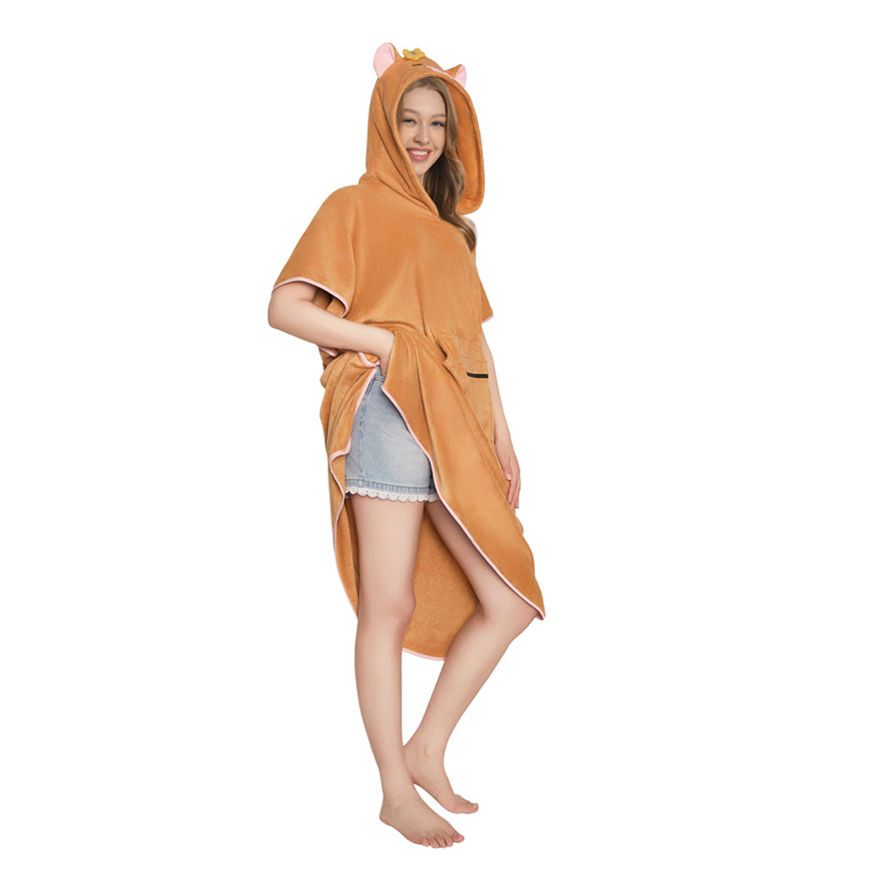 OLAOLA Capybara Beach Towels Surf Poncho Changing Towel Swim Robe With Pocket Plus Size Quick Dry Terry Cloth Cover-Up Hood