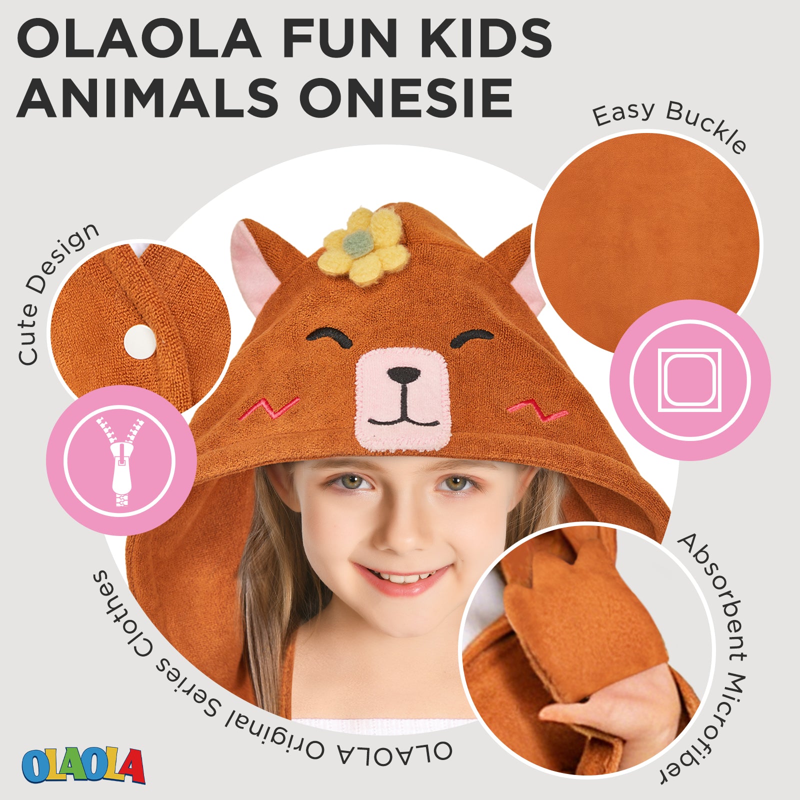 OLAOLA Capybara Hooded Towel Soft Thick Bath Beach Towel Absorbent Toddler Bath Towel Wrap Swim Pool Towels Poncho For 3-12 Years Kids