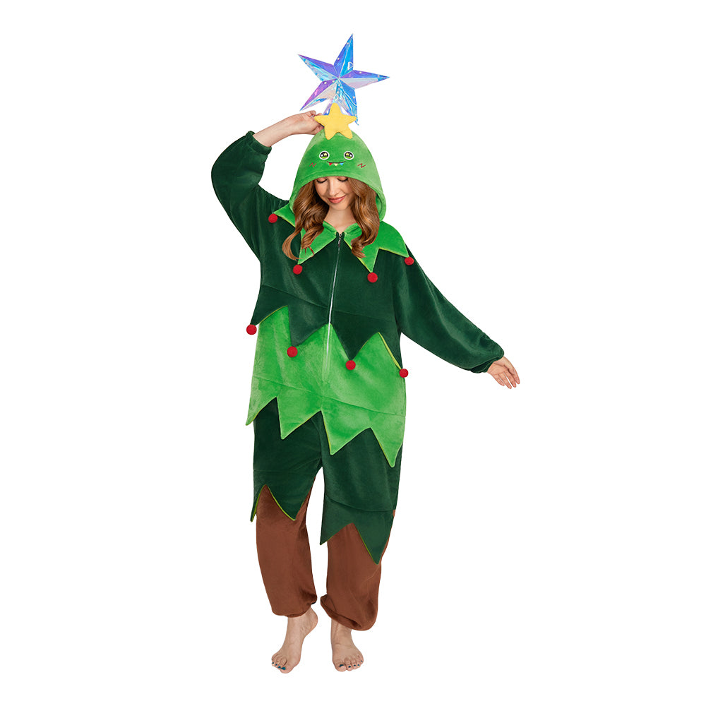 OLAOLA Christmas Tree Christmas Onesie Soft Cozy Loungewear Winter One Piece Pajamas Halloween Funny Costume For Unisex Adult