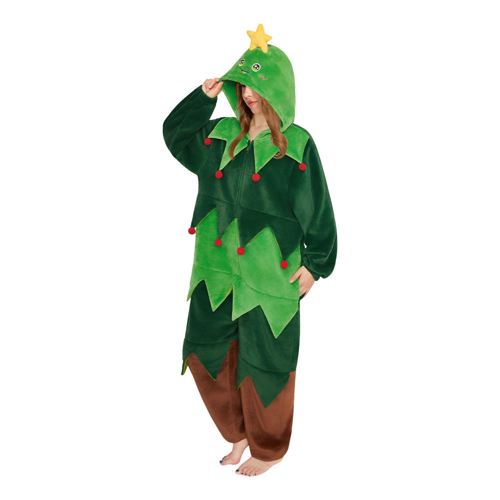 OLAOLA Christmas Tree Christmas Onesie Soft Cozy Loungewear Winter One Piece Pajamas Halloween Funny Costume For Unisex Adult