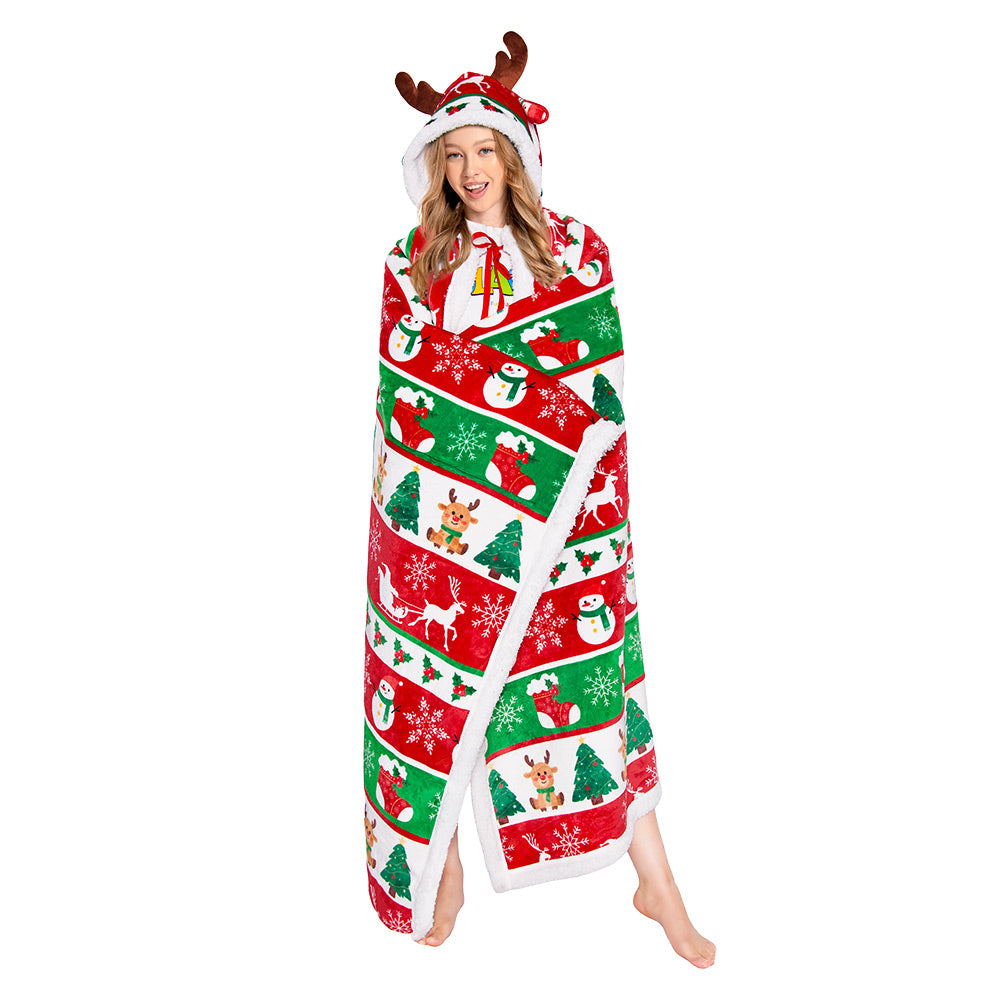 OLAOLA Christmas Tree Elk Snowmen Flannel Blanket Warm Fuzzy Soft Bed Couch Sofa Throw Blanket