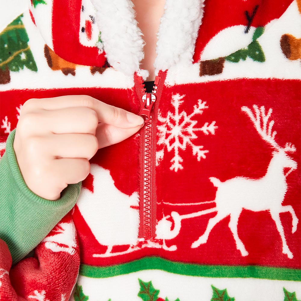 OLAOLA Christmas Tree Snowman Elk Red Wearable Blanket Hoodie Animals Onesie Oversized Soft Homwear For Adult