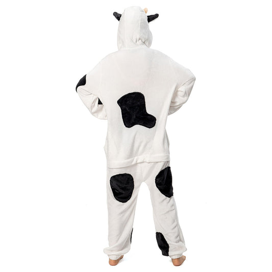 OLAOLA Unisex Adult Plush Dairy Cattle Animals Onesie Pajamas Warm Home One-Piece Sleepwear